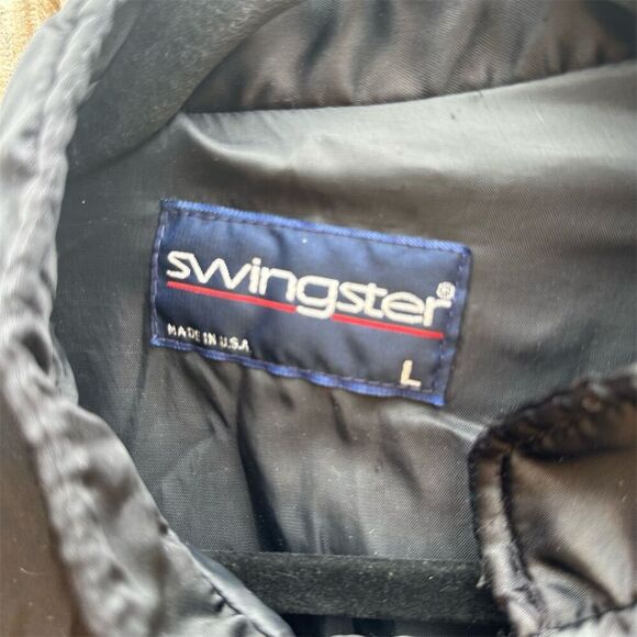 Vintage Snap-On Swingster Men's Bomber Jacket L Black Embroidered Zip-Up - Picture 8 of 11